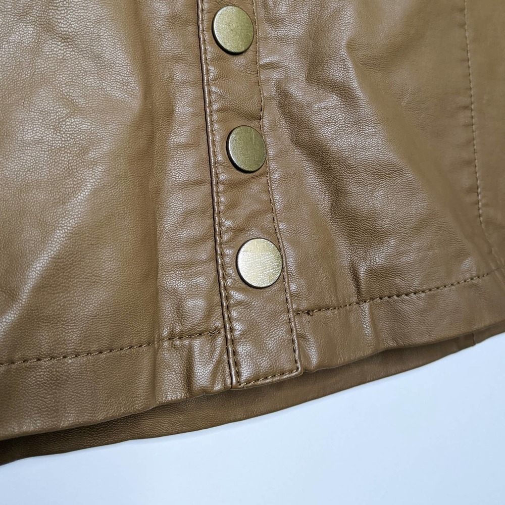 FREE PEOPLE • Oh Snap Cognac Vegan Leather Skirt 6 - Picture 7 of 9